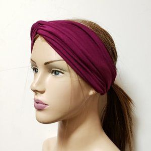 Berry Wine Turban Headband, Wide Headbands, Wraps